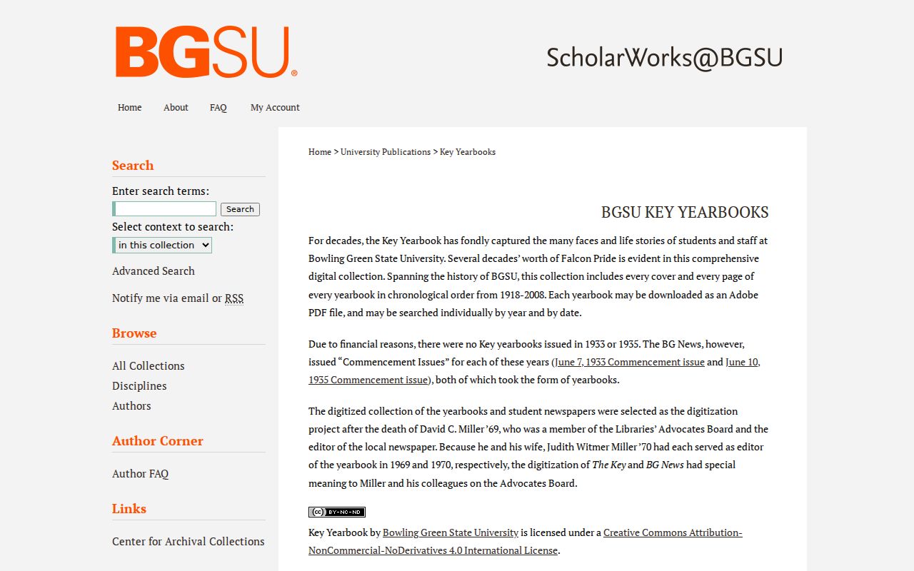 Bowling Green city directory companion resource, BGSU digitized yearbooks