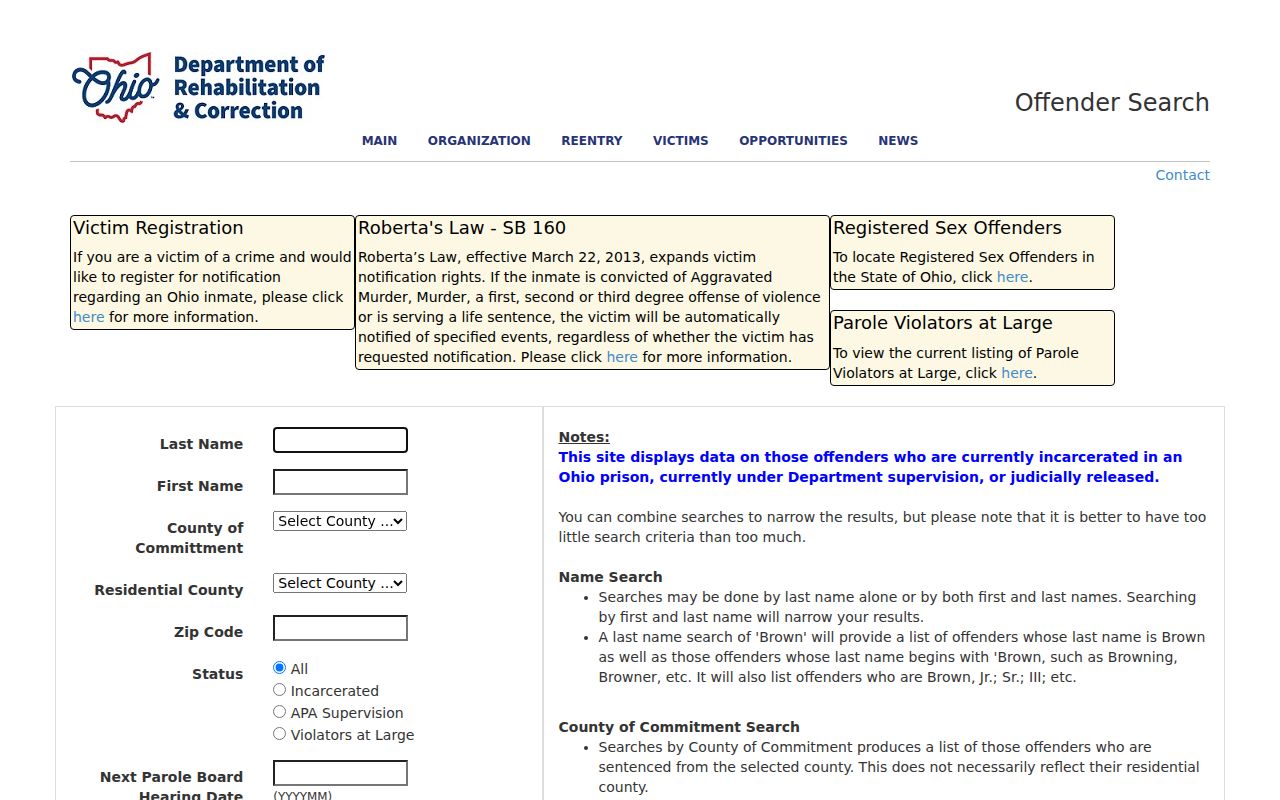 Bowling Green residents directory Ohio offender status search
