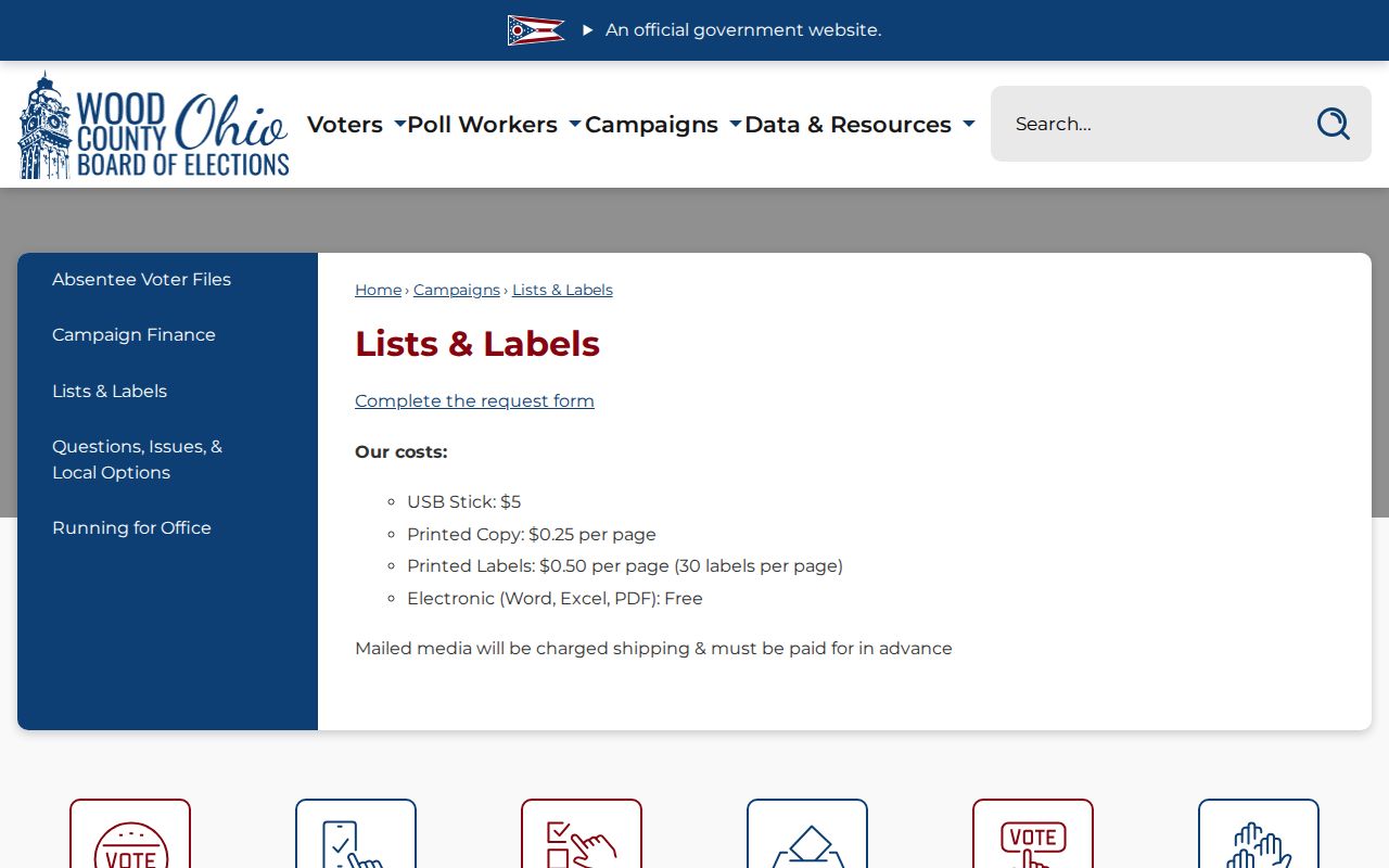 Bowling Green neighbors Wood County voter lists request page