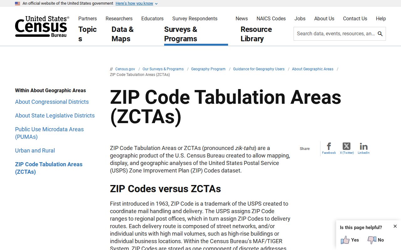 Bowling Green ZIP code Census ZCTA geography guidance